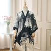 Houndstooth Women's Extra Thick Shawl Cape Cardigan - Trendy Outerwear & Warm Travel Scarf