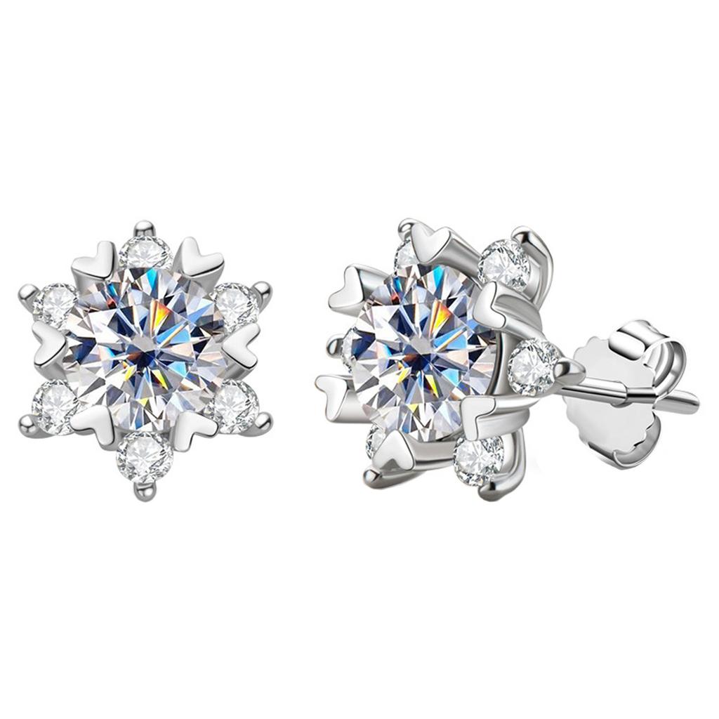 925 Sterling Zirconia Round Stud Earrings For Women Moissanite Stud