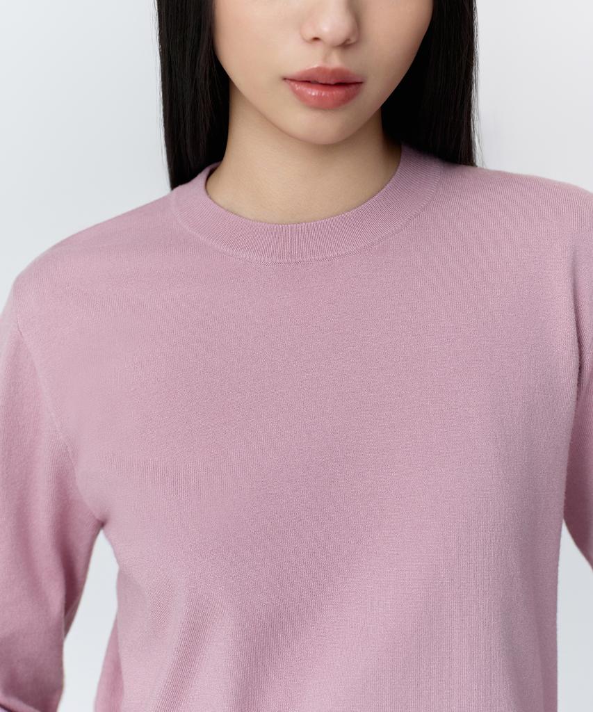MUSINSA STANDARD WOMAN Women'S Essential Round Neck Knit [Smoke Pink]