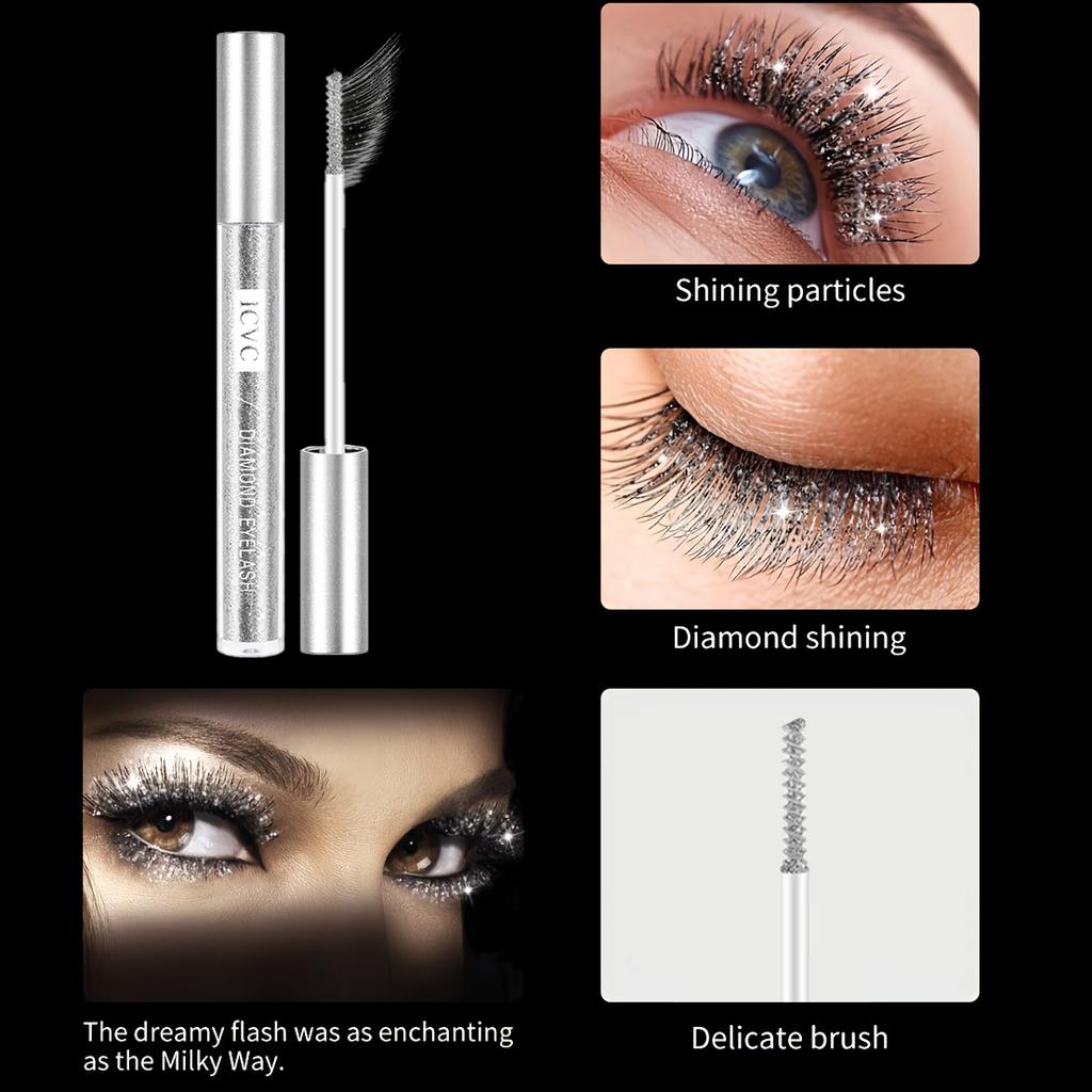 Sparkling Diamond Mascara Sequins Waterproof Glitter Diamond Mascara Shining Galaxy Sequins Sweat Proof Eyelashes Eye Makeup