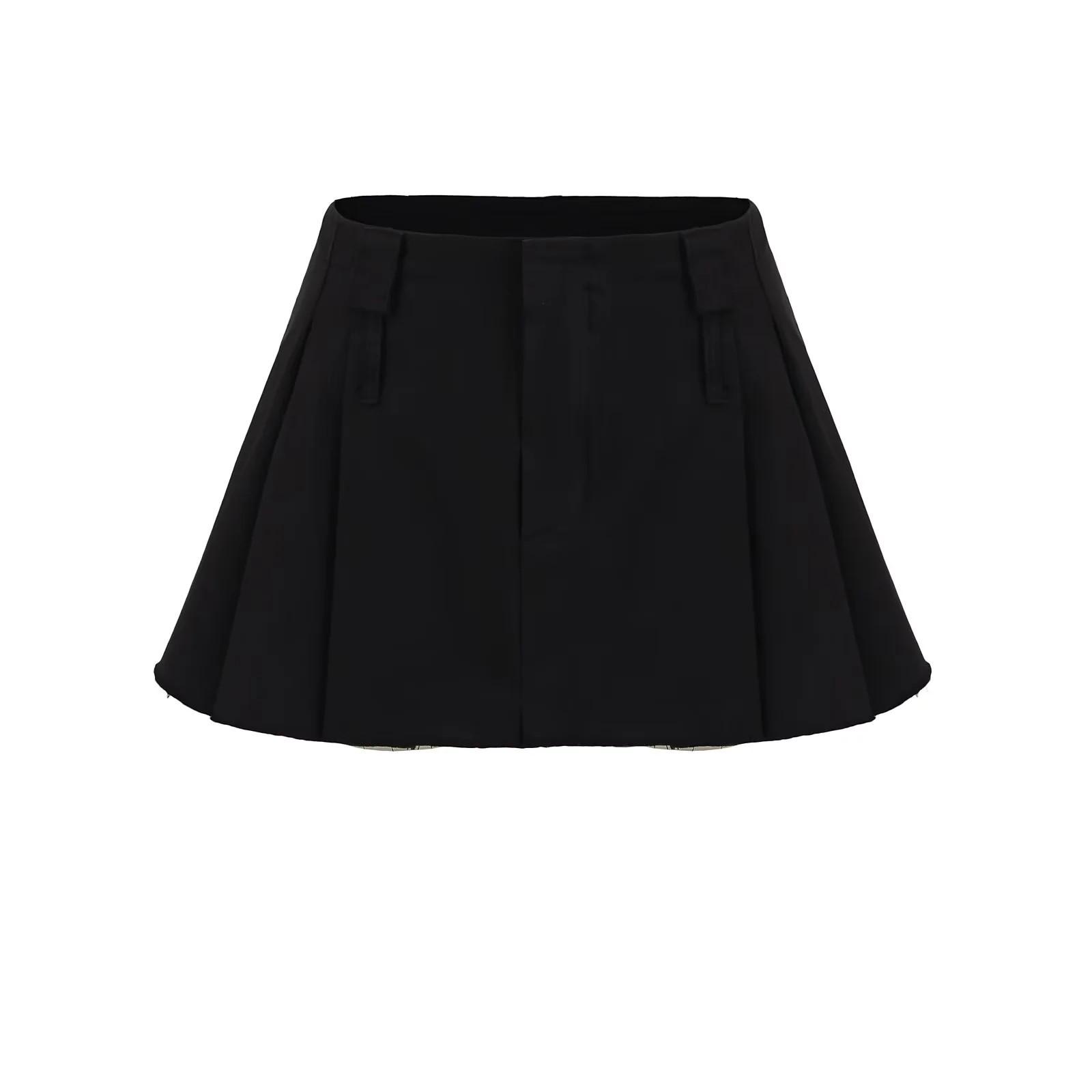 

Сладкая и острая миди-юбка А-силуэта: Высокая посадка, необработанный край, стройнящий эффект, защита от просвечивания, новая мода весна/лето. Small (S) чёрный