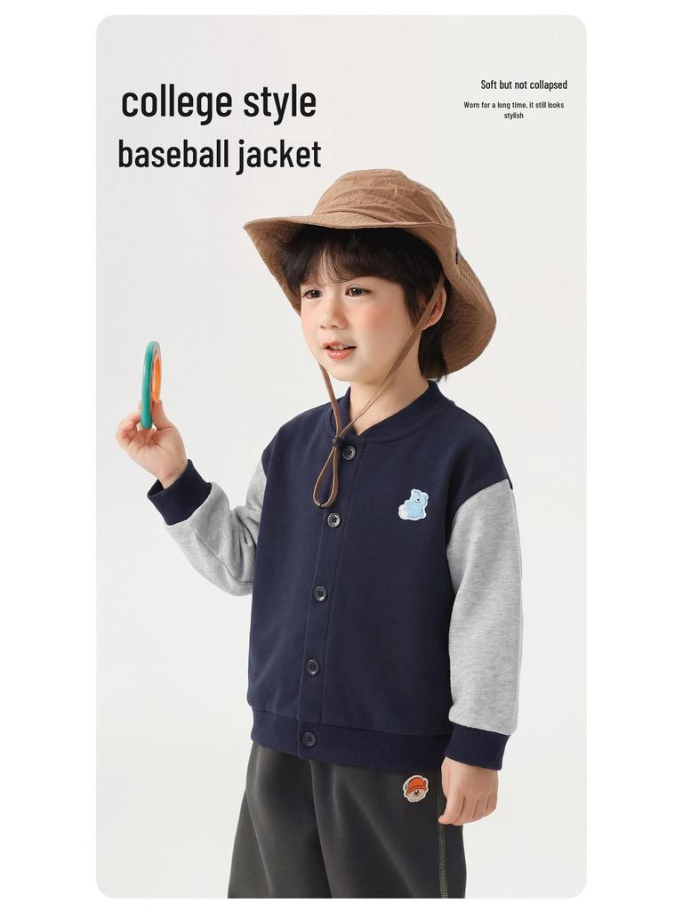 European Boys' Baseball Jacket - Spring 2026 Toddler/Children Casual Top for Spring/Autumn