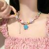 Knock Suitable for Summer Drop Rainbow Candy Necklace Female Niche Accessories Sweet Cool Babes Collarbone Chain Tide