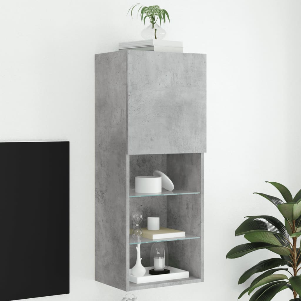 TV Cabinet with LED Lights Concrete Grey 40.5 x 30 x 102 cm