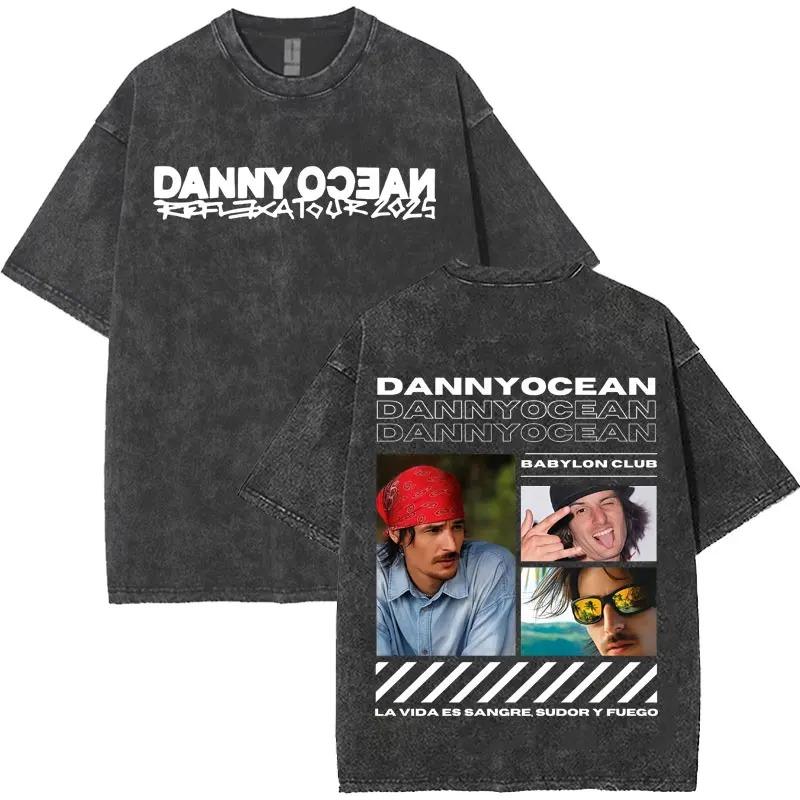 Danny Ocean Rapper Harajuku Style Letter Print Vintage Washed TShirt Unisex Hip Hop YK Loose Casual Crewneck Tee for Teens