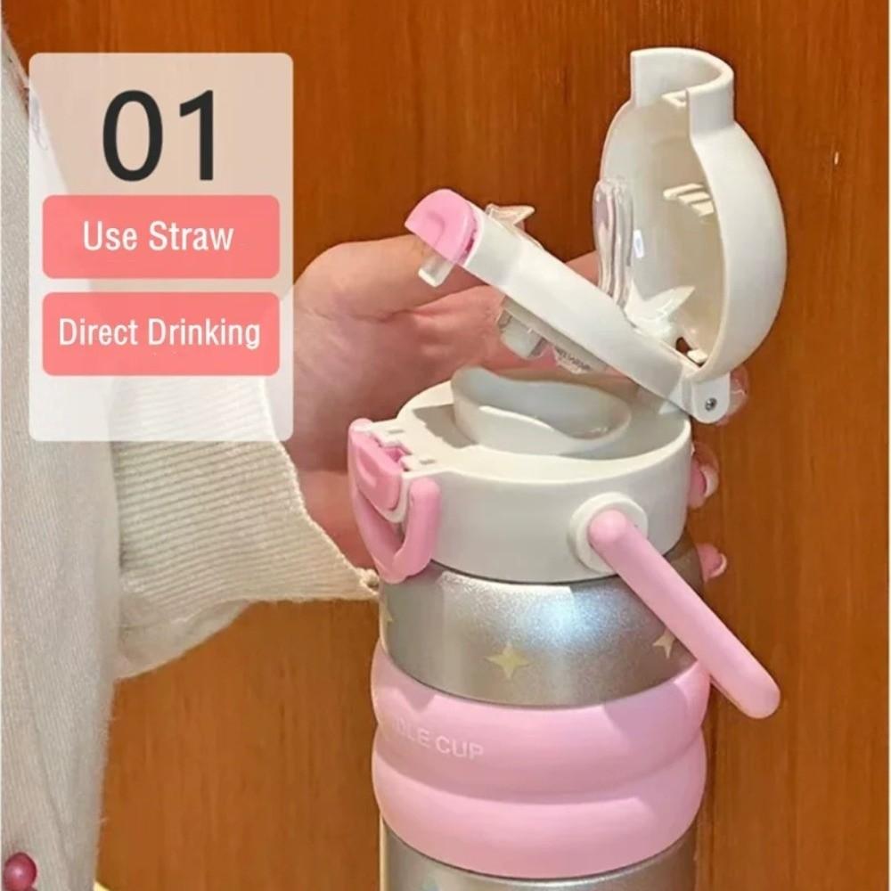 Portable Handheld Thermos Cup Leak-Proof Vacuum Flask Unique Thermos Water Bottle  For Women