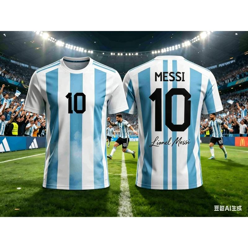 MDHAO xin nan zhuang  3D txu Messi Stijl Zomer 3D Printbare Kinderkleding Voetbalshirt T-shirt Los en Comfortabel Geschikt voor Sportkleding XS
