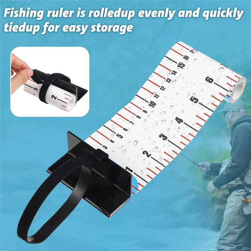 ABWR-2Pcs 47Inch Fishing Ruler Fishing Measuring Tape Tool For Boat Waterproof Portable Roll Up Folding Ruler With Bump Board