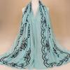 Women Plain Embroider Floral Viscose Scarf  Printe Shawls And Wraps Lady Pashmina Stoles Muslim Hijab Foulards Sjaal