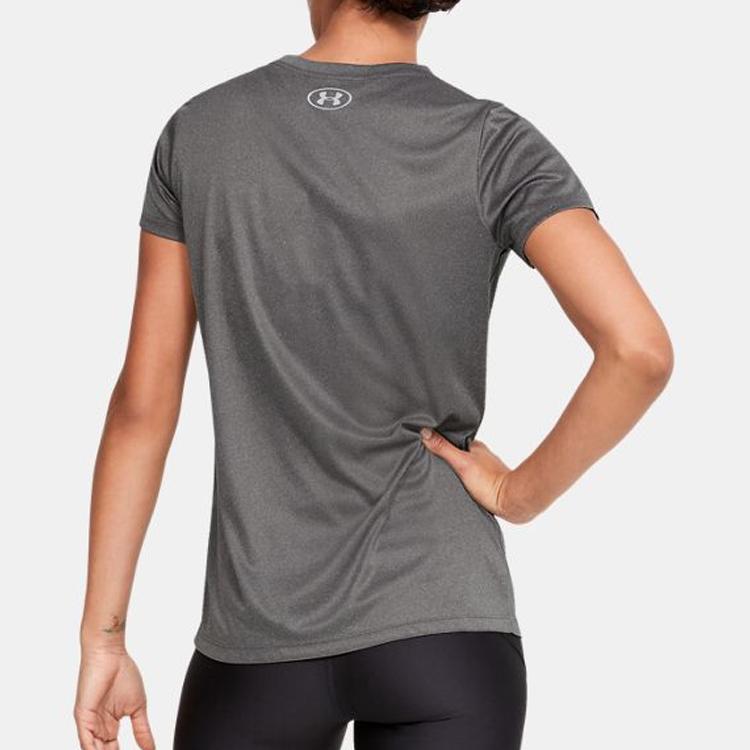 Under Armour Velocity Solid Crew Tee Women Tops Carbon-Heather 1298706-090