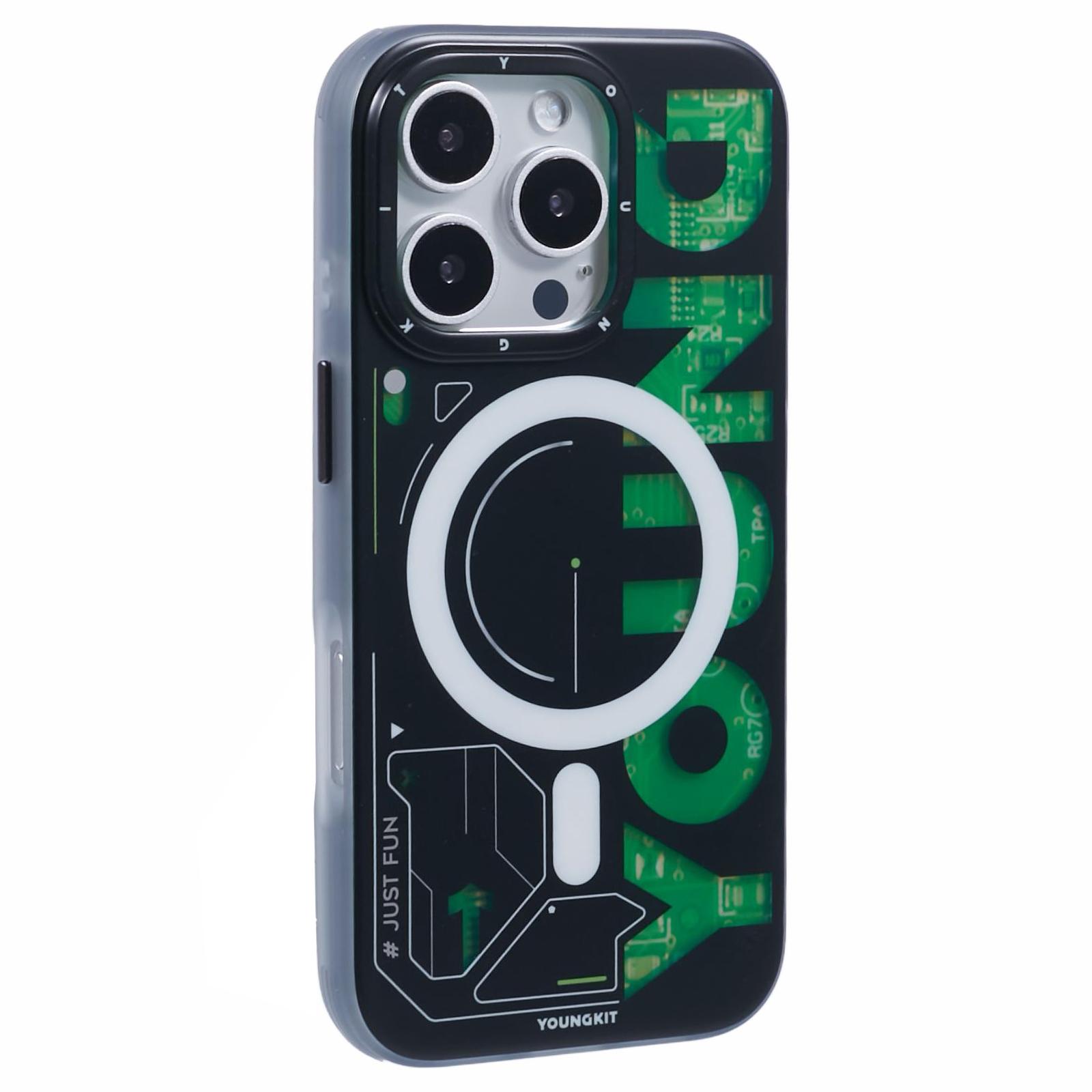 

YOUNGKIT Future Series for iPhone 16 Pro Case Compatible with MagSafe IMD TPU Anti-Scratch Cover Green