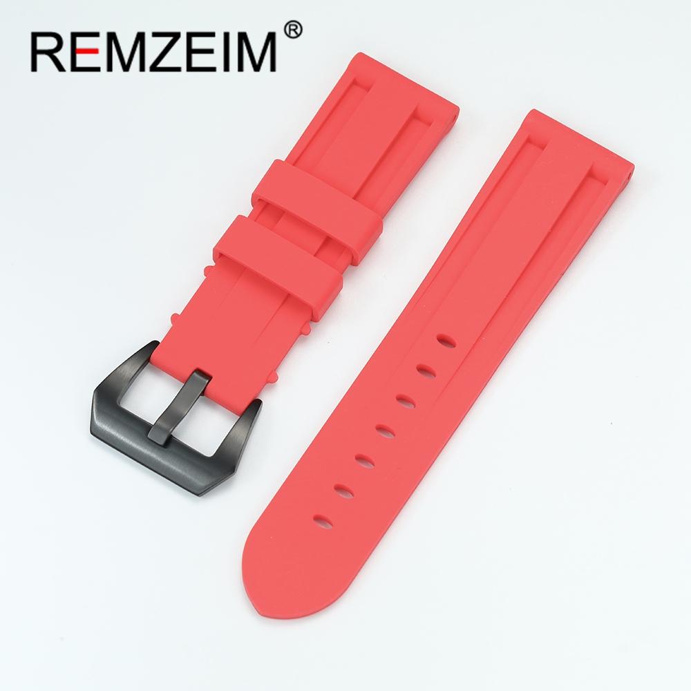 Soft Silicone Strap 22mm 24mm 26mm Fashion Replacement Sport Men Watchband Black Blue Red Green Grey Wrist Band