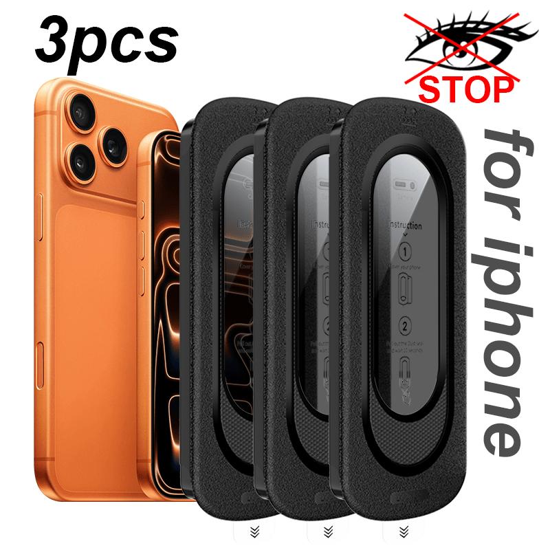 

privacy Screen Protector for iPhone 17 16 15 14 13 Pro Max fingerprint Anti Fingerprint Full Coverage Easy Install Box Protector iPhone17 Pro чорний