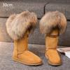 Fashion Fur One Real Fox Hair Over The Knee Boots Inside Elevating Women'S Boots Long Boots Super High Leather Waterproof Snow Boots