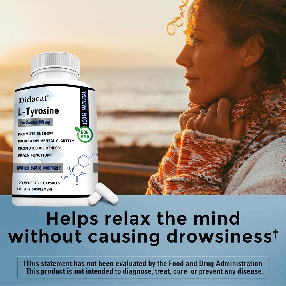 L-Tyrosine enhances brain function and promotes nervous system health 120 capsules