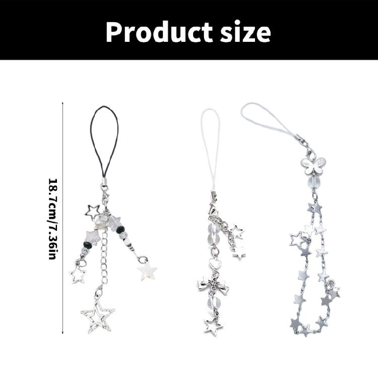 Set of 3 Fashionable Key Chain Butterfly Star Phone Lanyard Handmade Keychain Pendant Versatile Bag Jewelry for Girl