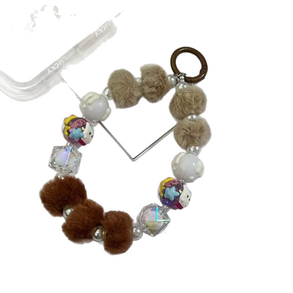 Autumn/Winter Plush Beaded Phone Charm & Earphone Case Pendant