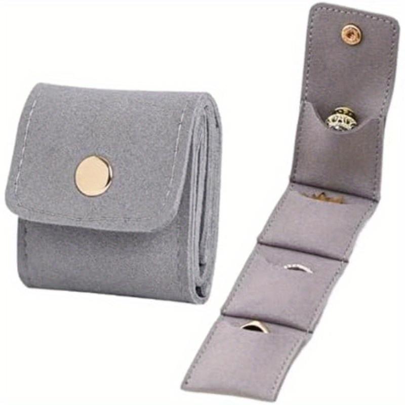 

Mini Travel Jewelry Roll Bag with Buckle, Portable Foldable Travel Jewelry Storage Box, Small Jewelry Box for Earrings, Rings серый