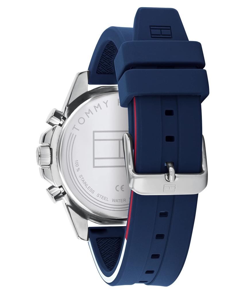 Tommy Hilfiger MASON 1791791 Men's Wristwatch, Round Stainless Steel Case, Day-Date Calendar, Crystal Glass, Blue