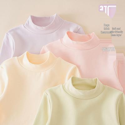 2024 Kinder Warmes Langarm-Baumwoll-T-Shirt mit Stehkragen für Herbst & Winter