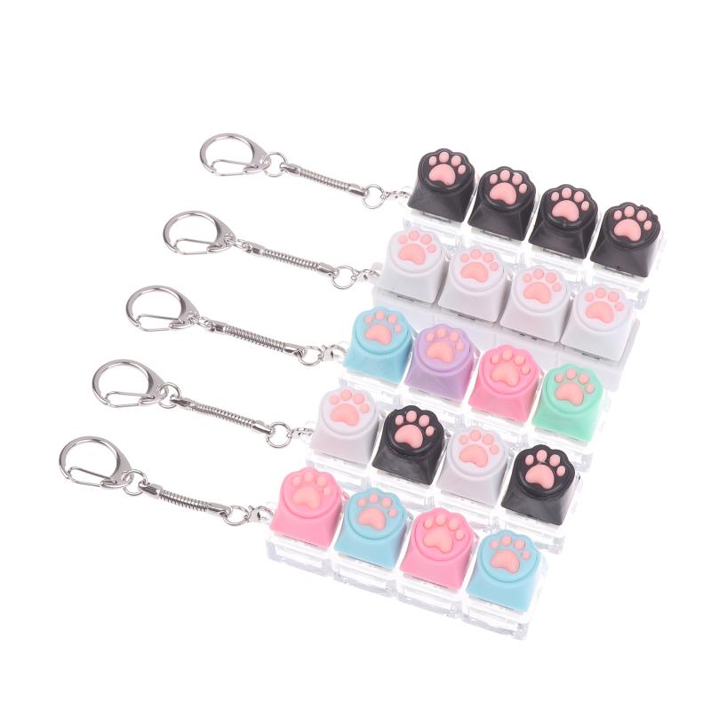 Silicone Cat Paw Keychain Stress Relief Toy For Keyboard Lovers Portable Keyring Gifts