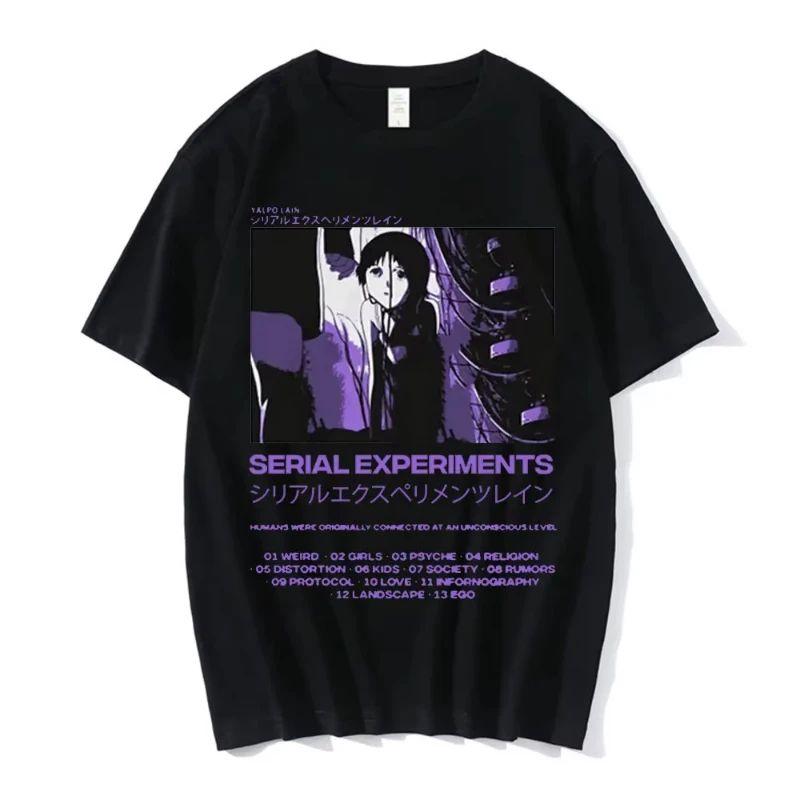 Anime Serial Experiments Lain T-Shirt Men Women Graphic T Shirts Unisex Iwakura Manga Girl Sci Fi Short Sleeve Tee