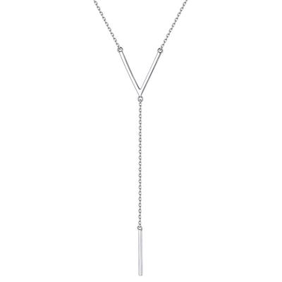 [ChicSilver] Long Y-shaped Pendant Necklace for Women - Popular, Sterling Silver 925, Simple Accessory