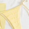 European and American yellow ruffle edge swimsuit female sexy three-piece set strap backless solid color bikini bikini swimsuit