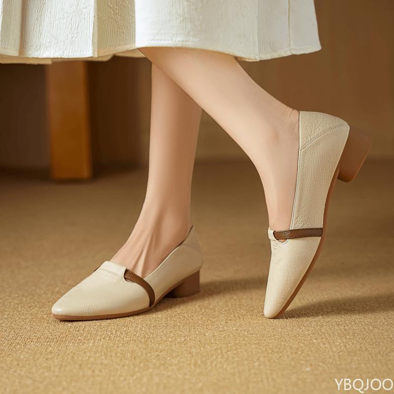 Fashion Comfortable Women's Single Shoes New Spring and Autumn Pointed Black Low Heel Flat Bottom Shallow Mouth Casual Versatile Luxury