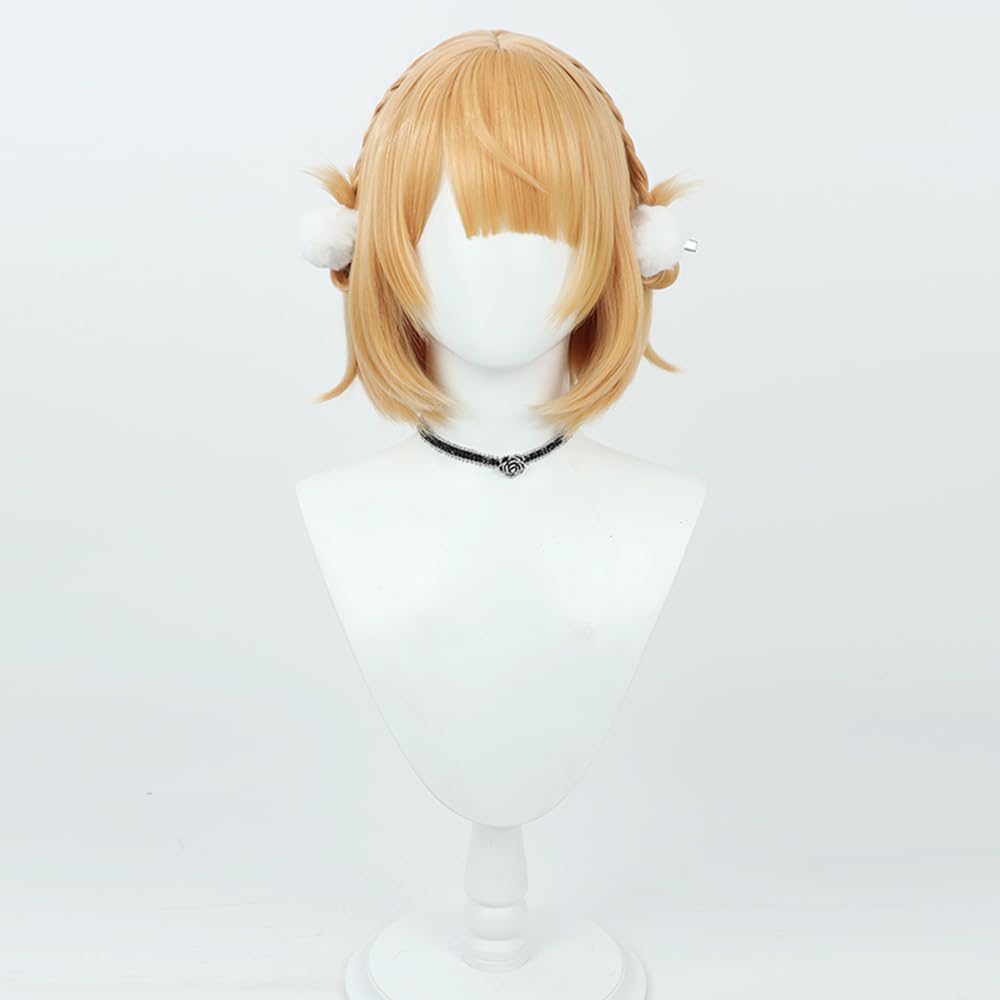 Shigure Ui Cosplay Wig, Gold, Heat-Resistant, with White Hair Accessory, Perfect for Halloween Costumes and Photoshoots
