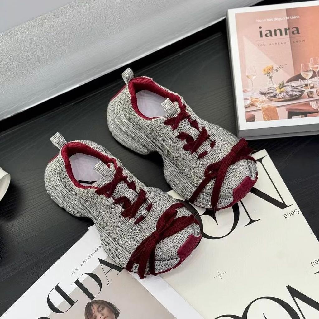 European goods full of diamond dad shoes for women in the spring and autumn of 2025, the new platform-soled sports fried street sports and leisure sho