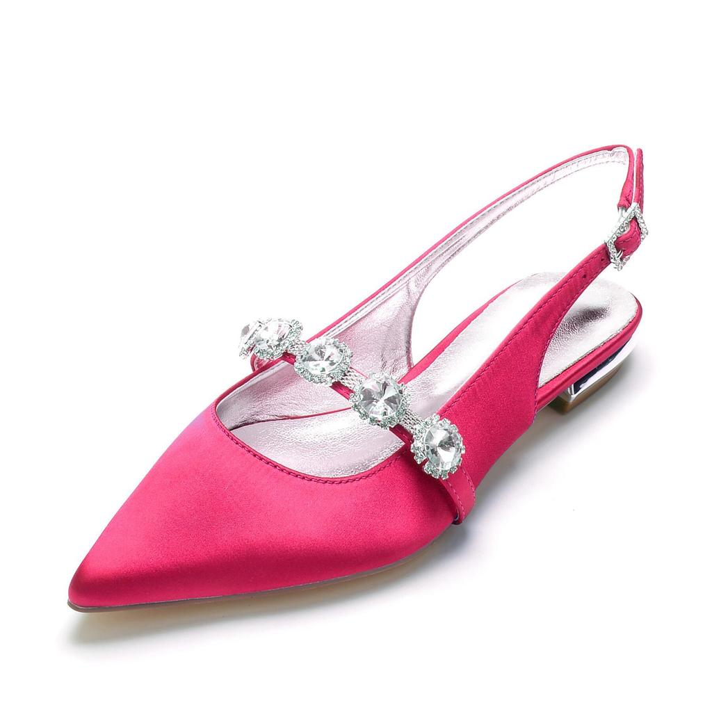Pointed single shoes women's summer maternity shoes low heel four seasons large size women's shoes spring and autumn satin rhinestone single shoes