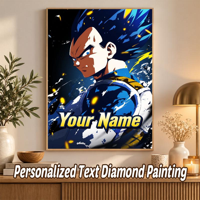 Dragon Ball Vegeta Custom Name Diamond Painting Personalized 5D Full Drill DIY Diamond Art Home Decor