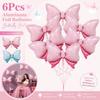 6Pcs Large Aluminum Foil Balloons Reusable Party Balloons Decorative Bow Balloons  Gender Reveal