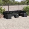 Vidaxl 11-Cz. Garden Lounge Set, Cushions Black Rattan Pe