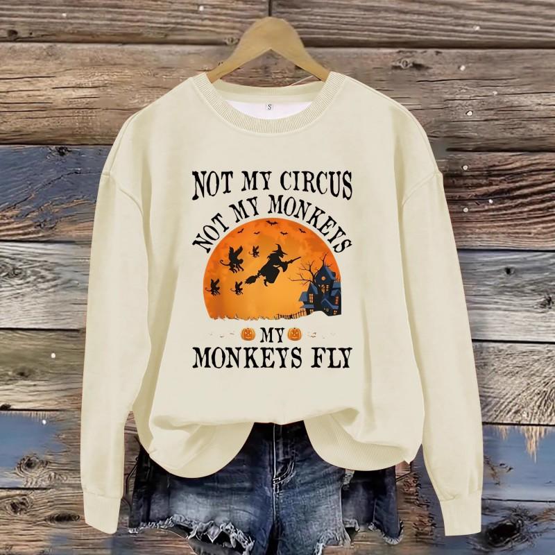 Womens Casual Long Sleeve Crewneck Halloween Print Pullover Sweatshirt