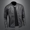 2025 Men's Trendy Slim Stand-up Collar Leather Motorcycle Jacket