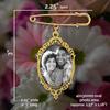 Gold Wedding Bouquet Photo Charm Pin for Bridal Flower Bouquet Memorial