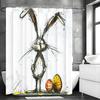 Easter Shower Curtain Bunny Easter Yellow Eggs Messy Pen Art Drawing Spring Holiday Bunny Bathroom Decor Polyester Shower Curtai