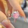 Trendy Light Luxury Octagon Pink Diamond Ring Women Simple Versatile Fanta Color High Carbon Yellow Zirconia Engagement Ring