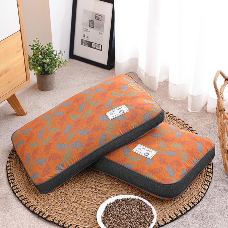 OLOMM Cotton Buckwheat Husk Pillow with Jacquard Case