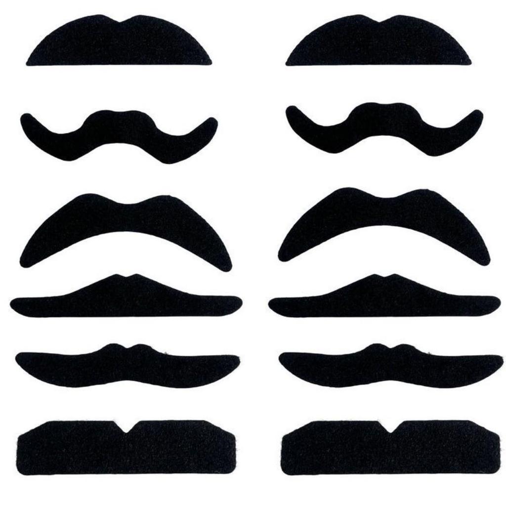 Multi-style Black Adhesive Fake Beard - Festival Party Costume Prop with Realistic Small Beard and Double-sided Tape