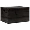 Wooden Box with Lid and Handles Black Solid Pine Wood