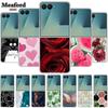 Foldable Clear Case For Samsung Z Flip7 Flip6 Flip5 Flip4 Flip3 Flower Tansparent Hard PC Phone Cover Galaxy Z Flip 7 6 5 4 3