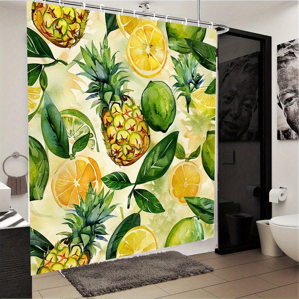 

Tropical Fruit Shower Curtain - Waterproof and Anti Mold, Vibrant Pineapple and Citrus Design, Fresh Decoration W90XH180cm