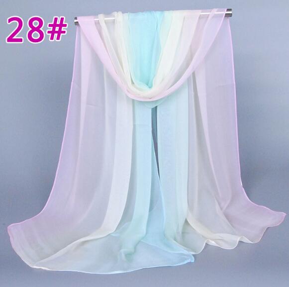 Lady Fashion Voile Girls Scarves Chiffon Scarf Women High Quality Gradual Color Women Silk Scarf  Popular Scarves Wrap shawl