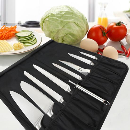 Chef Cutter Case Large Capacity Multi Slots Stain Resistant Sturdy Handle Easy To Carry Storage Oxford Cloth Strong Bearing Chef Roll Bag Kitchen