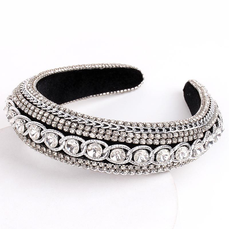 Water Drill Baroque Headband With Crystal Chain For Womens Fashion Accessories