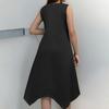 Women's Casual Fashion Round Neck Sleeveless Solid Irregular Hem Midi Dress