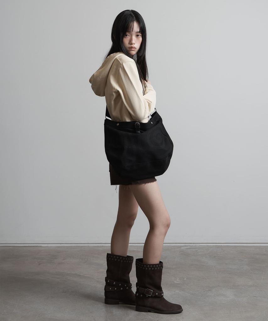 Peanut Loop Spiral Canvas Cross Bag Black